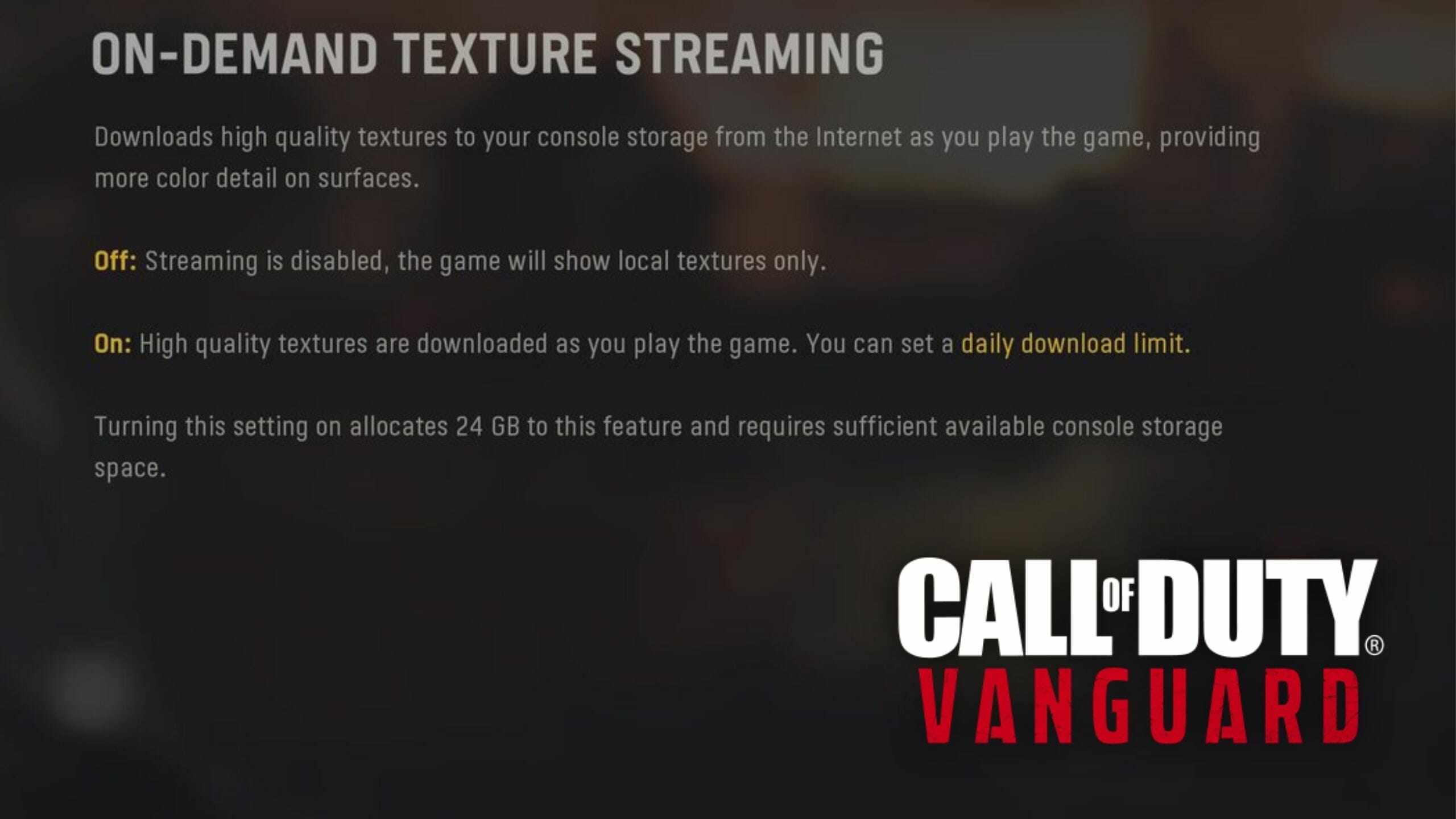 vanguard on demand texture streaming