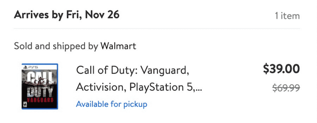 Vanguard Walmart black friday sale
