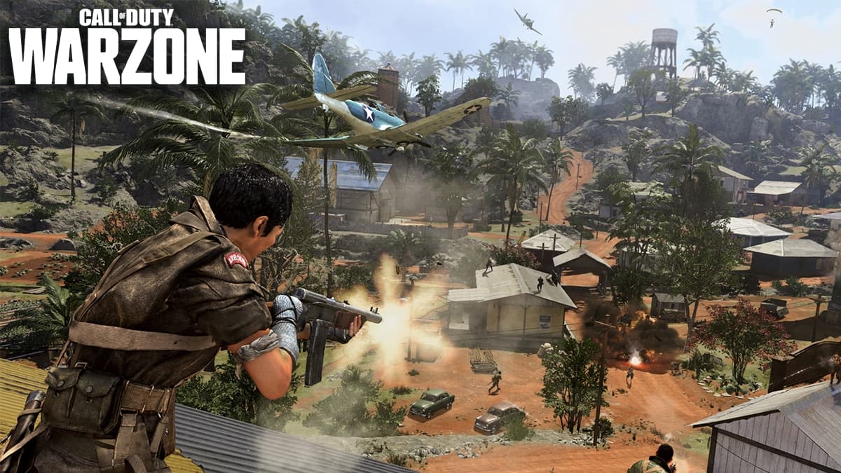 Player firing a weapon in Warzone Pacific Caldera