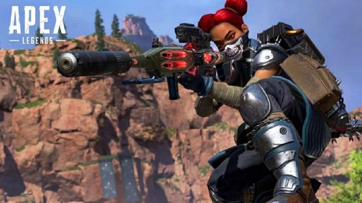 Lifeline aiming a Sniper Rifle in Apex Legends
