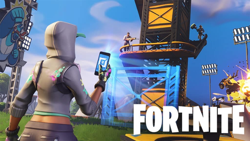 Player holding a phone device in creative mode