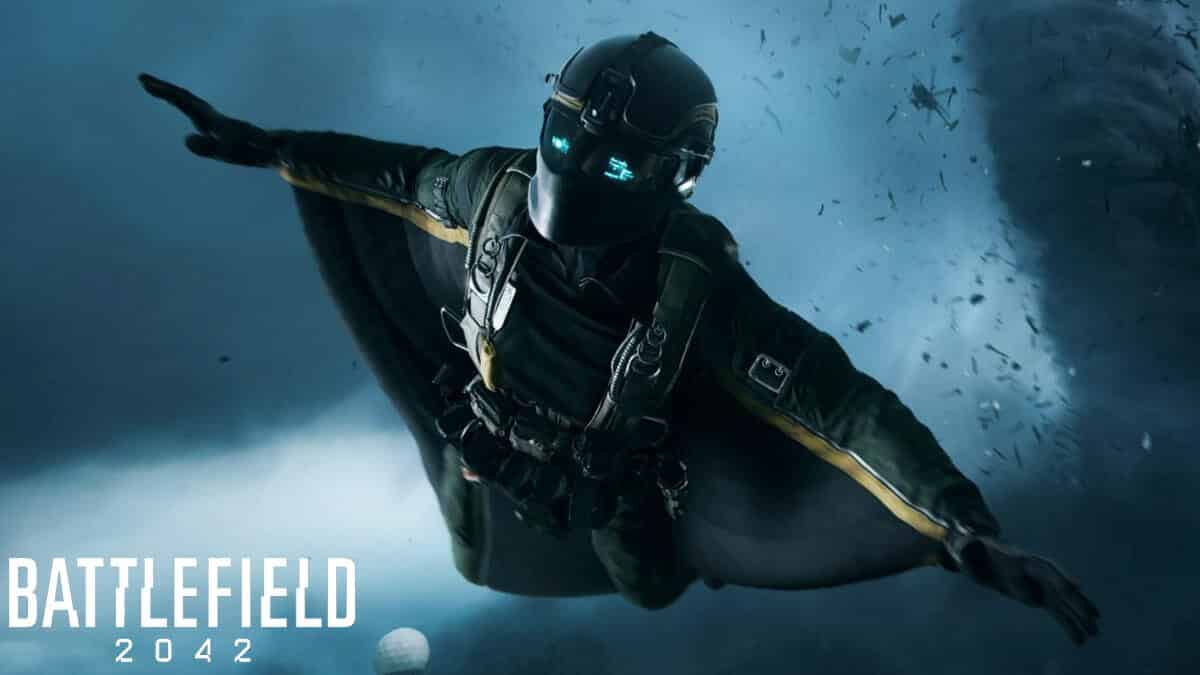 Battlefield 2042 player using wingsuit