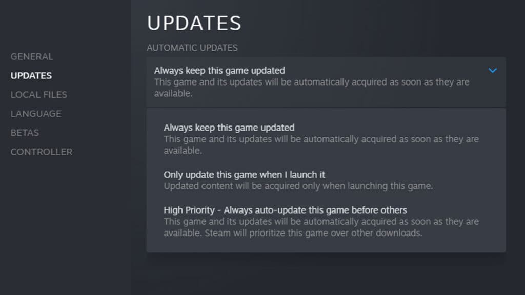 Battlefield 2042 Steam update settings menu 