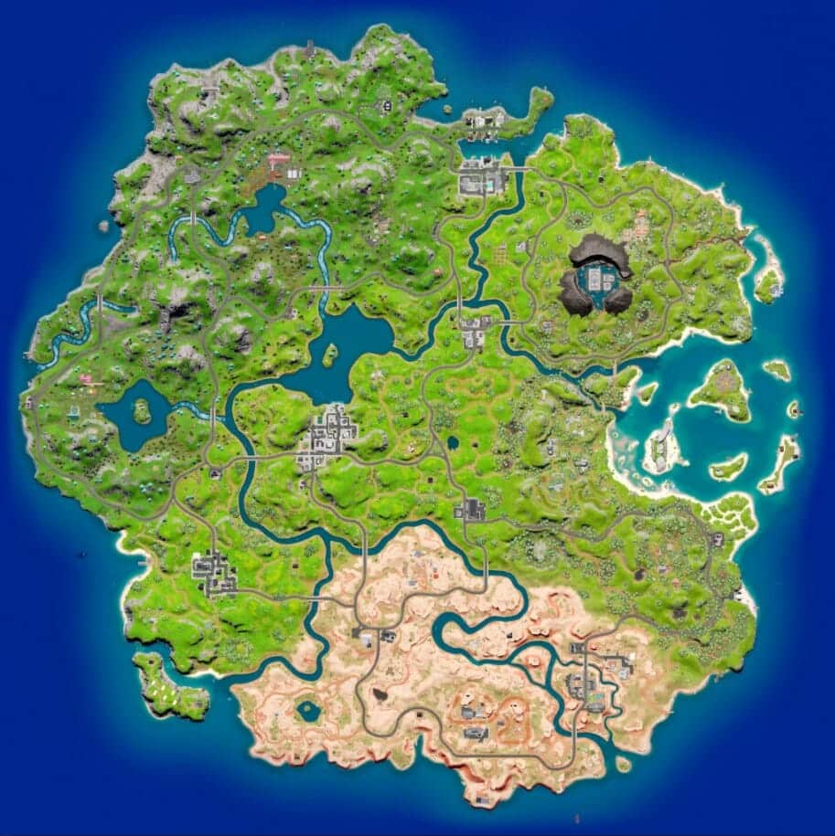 Fortnite's Chapter 3 map with Tilted Towers