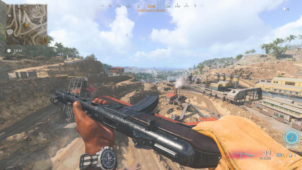 player inspecting weapon in Warzone Pacific
