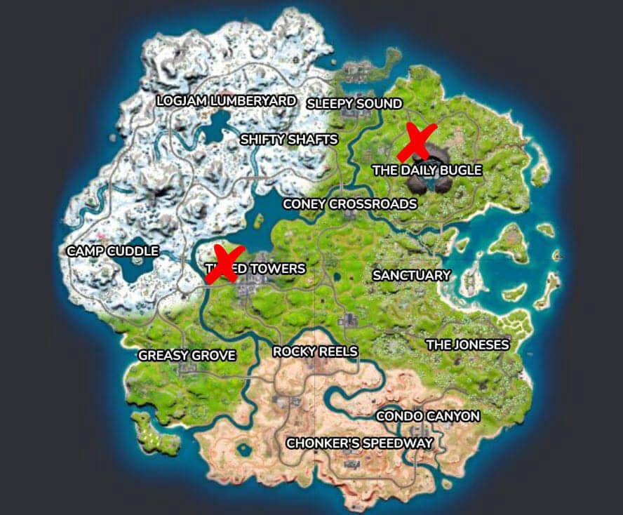 Klomberries locations on Fortnite map