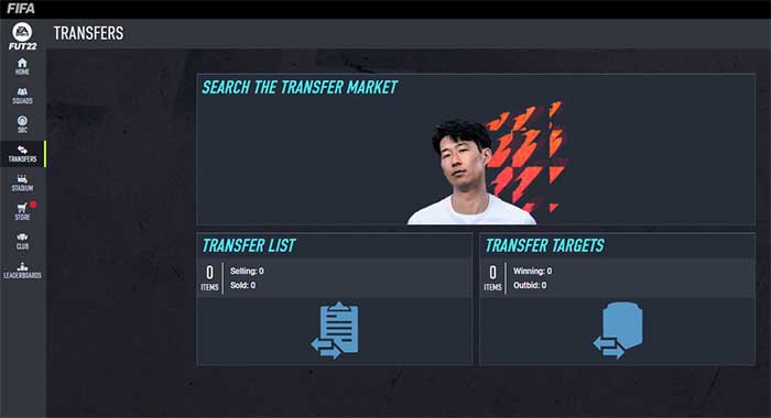 FIFA 22 webapp transfer market