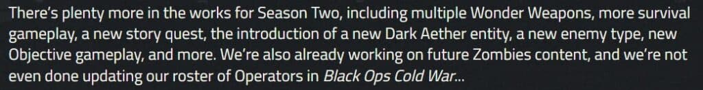 Image showing Treyarch confirming multiple Wonder Weapons in a blog post