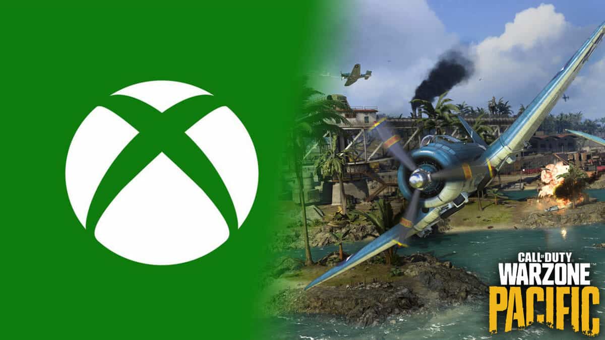 Plane flying on Warzone Pacific and Xbox Logo