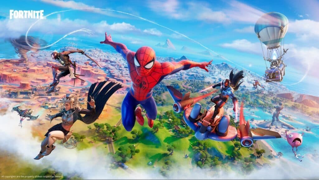Spider-Man, Foundation and other characters in Fortnite Chapter 3