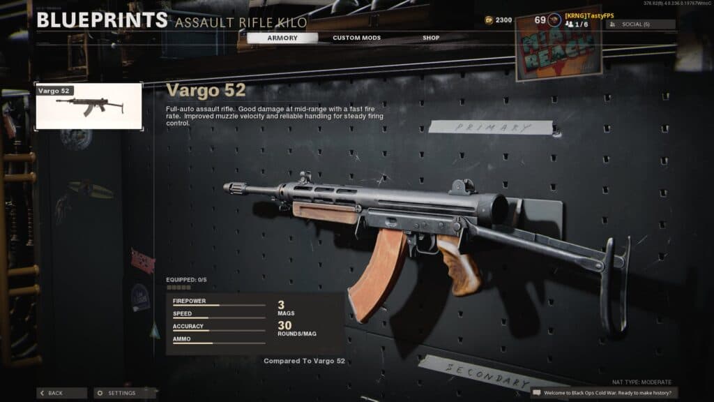 Vargo 52 AR in black ops cold war