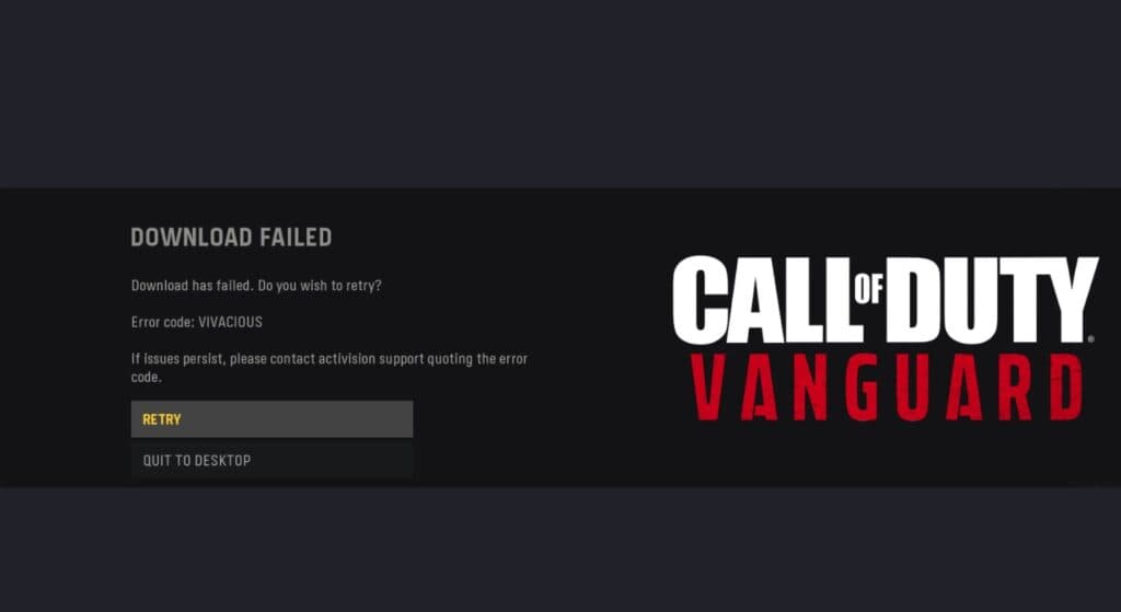 Vanguard error code: Vivacious