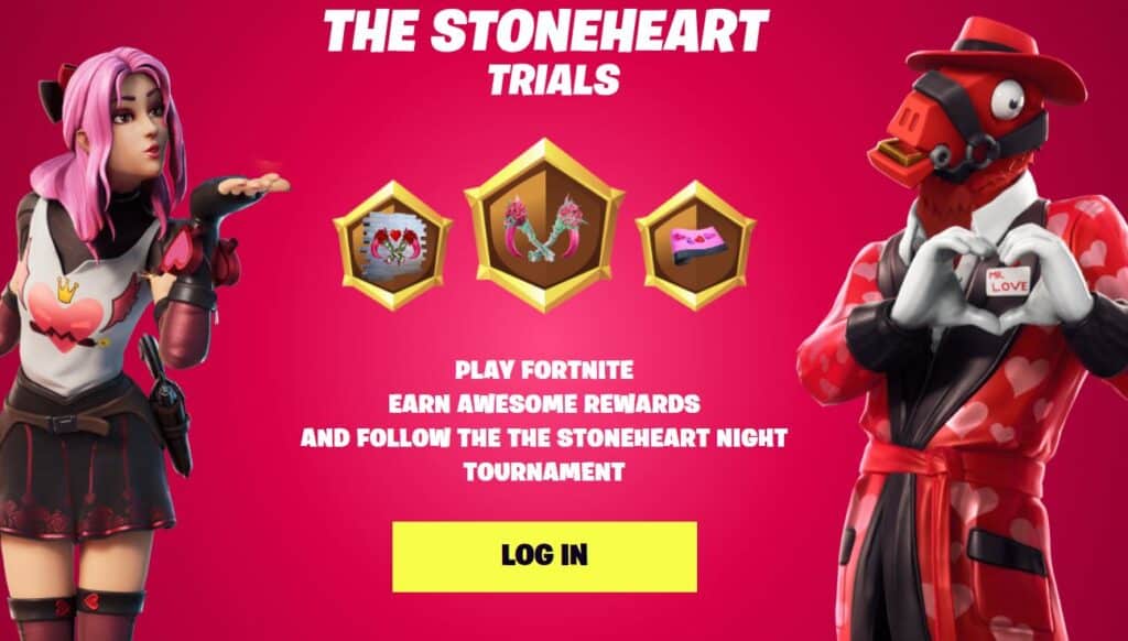 Fortnite Stoneheart Trials sign up screen