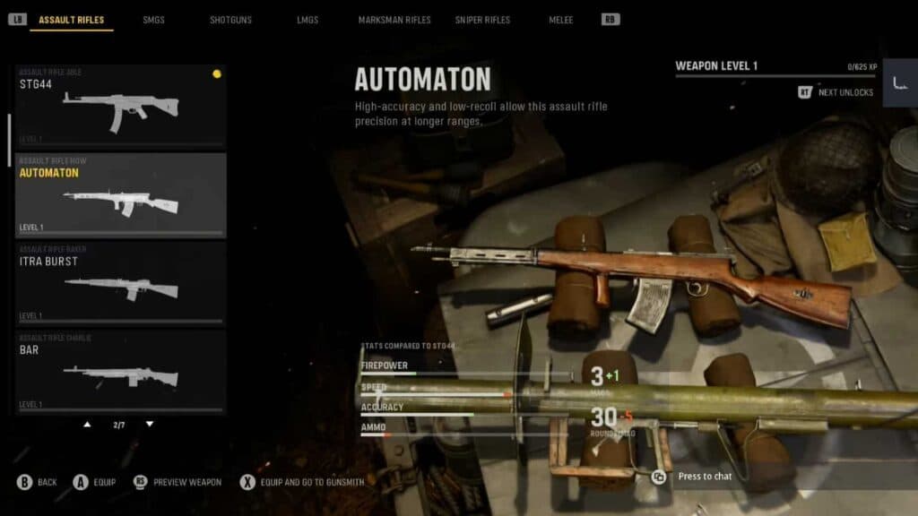 Automaton in CoD Vanguard weapon select screen.