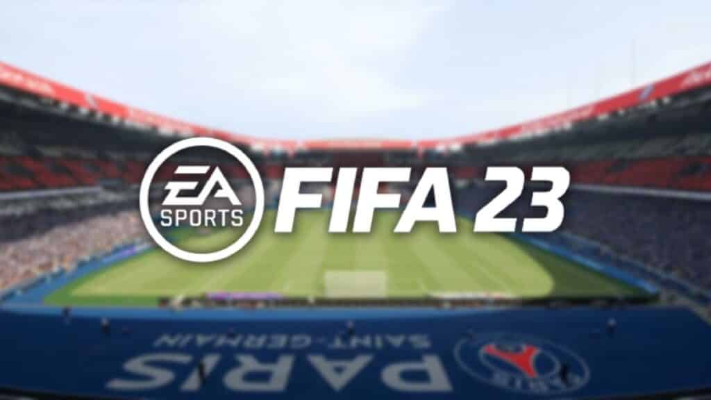FIFA 23 logo in front of PSG stadium