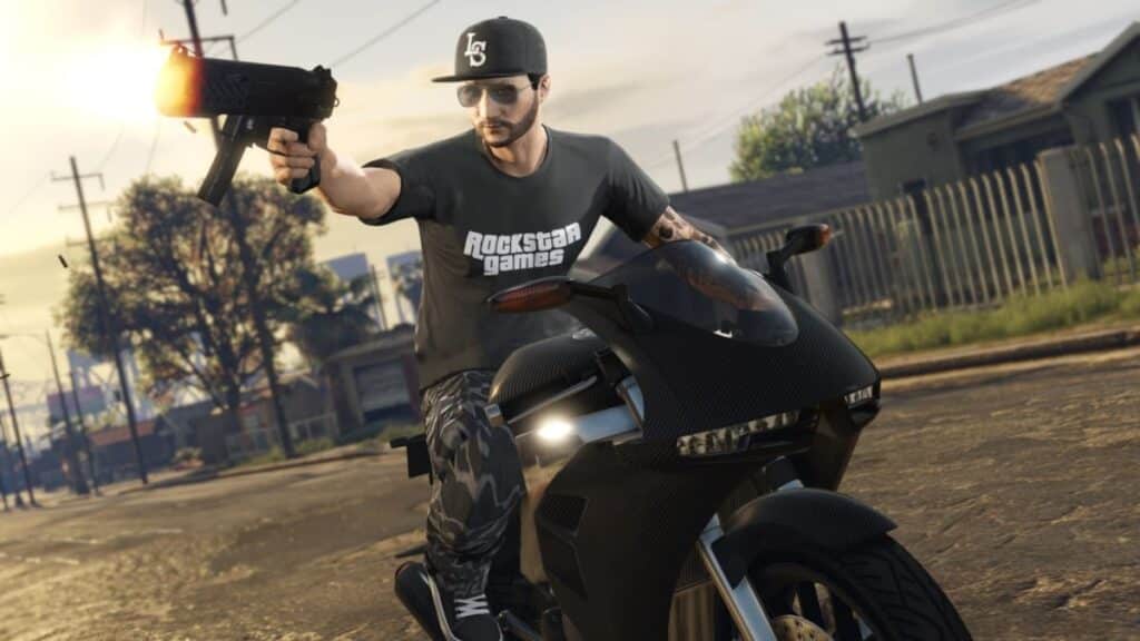 GTA Online character riding motorcycle