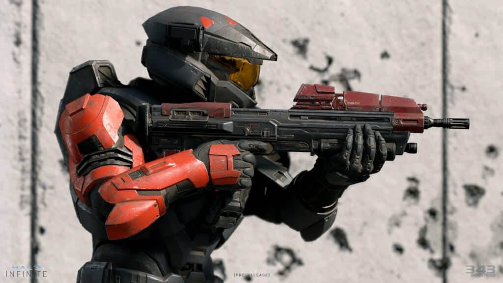 Halo Infinite player aiming Assault Rifle.