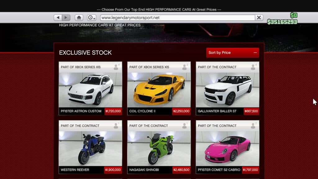 legendary motorsport gta online next-gen exclusive vehicles