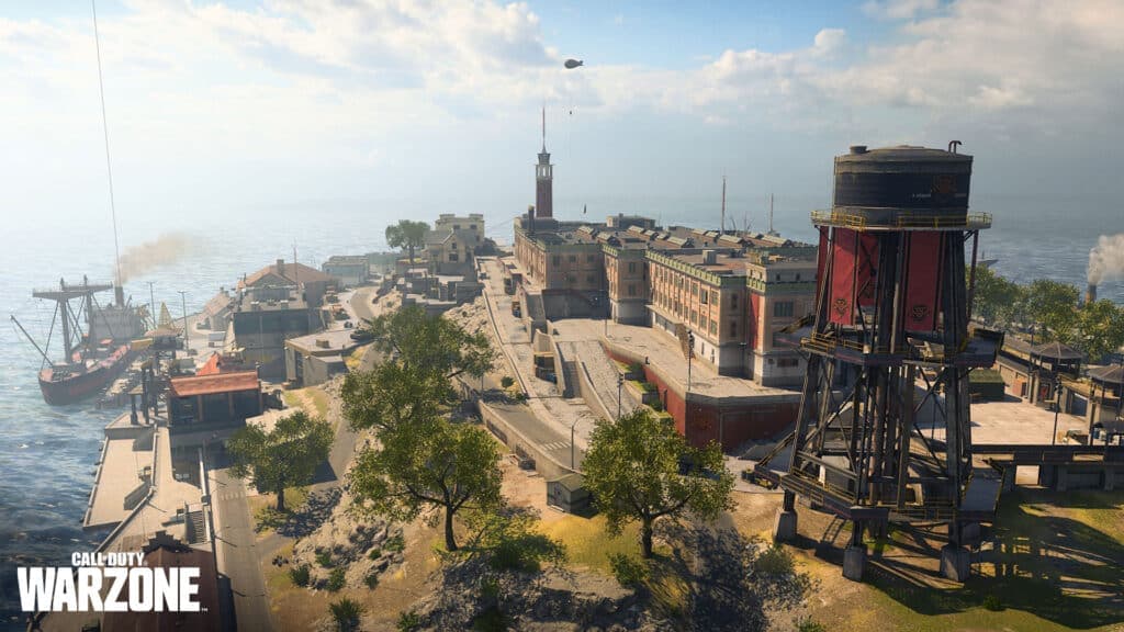 Water tower in Warzone's Rebirth Island Reinforced map