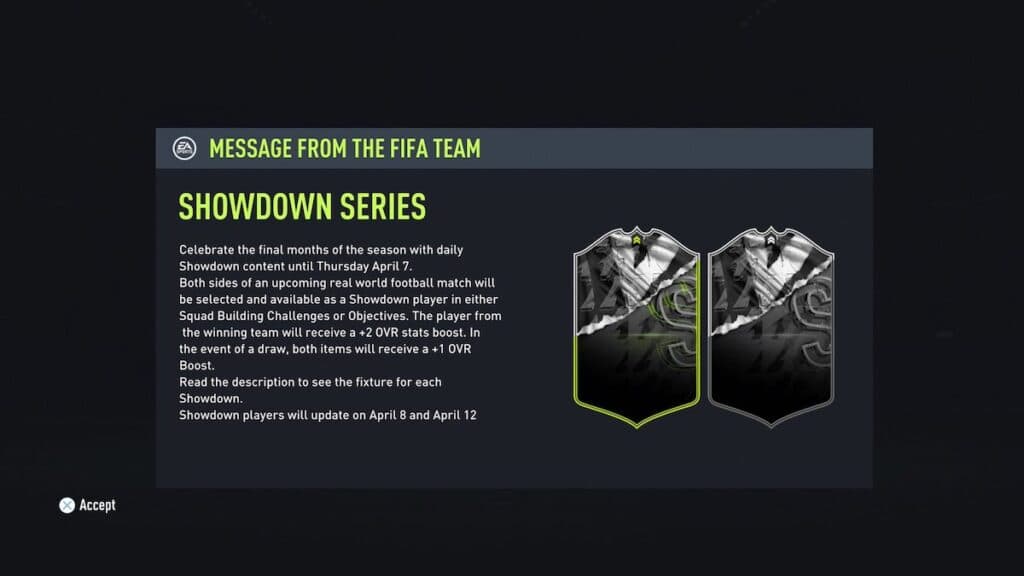 Showdown Series loading screen FIFA 22