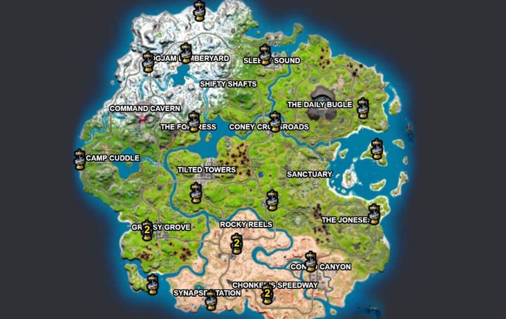 Fortnite upgrade bench locations