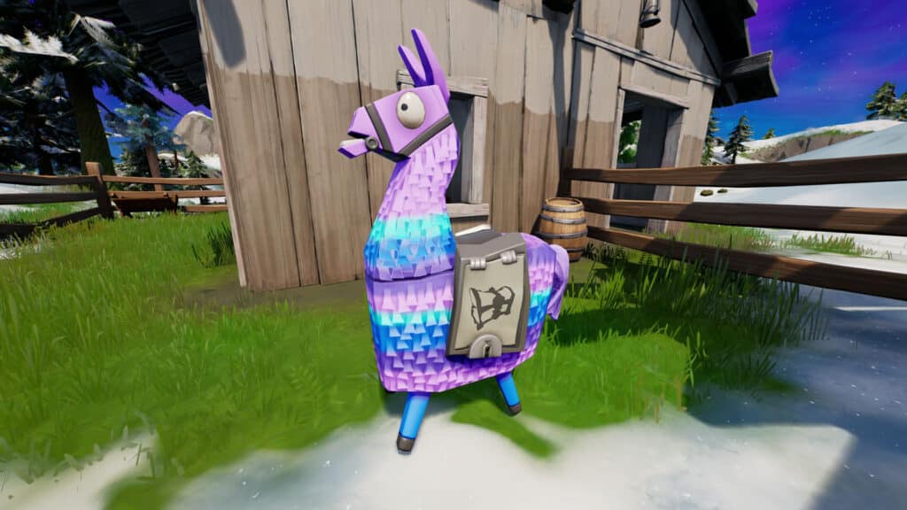 Llama standing in front of a shed in Fortnite