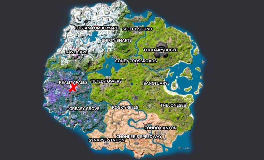 Fortnite Reality Tree location on the map