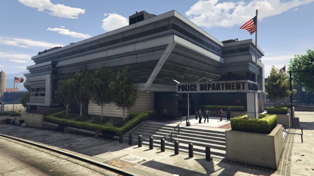 GTA V Mission Row Police Station Exterior.