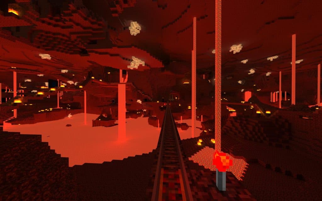 The hellish Nether dimension.