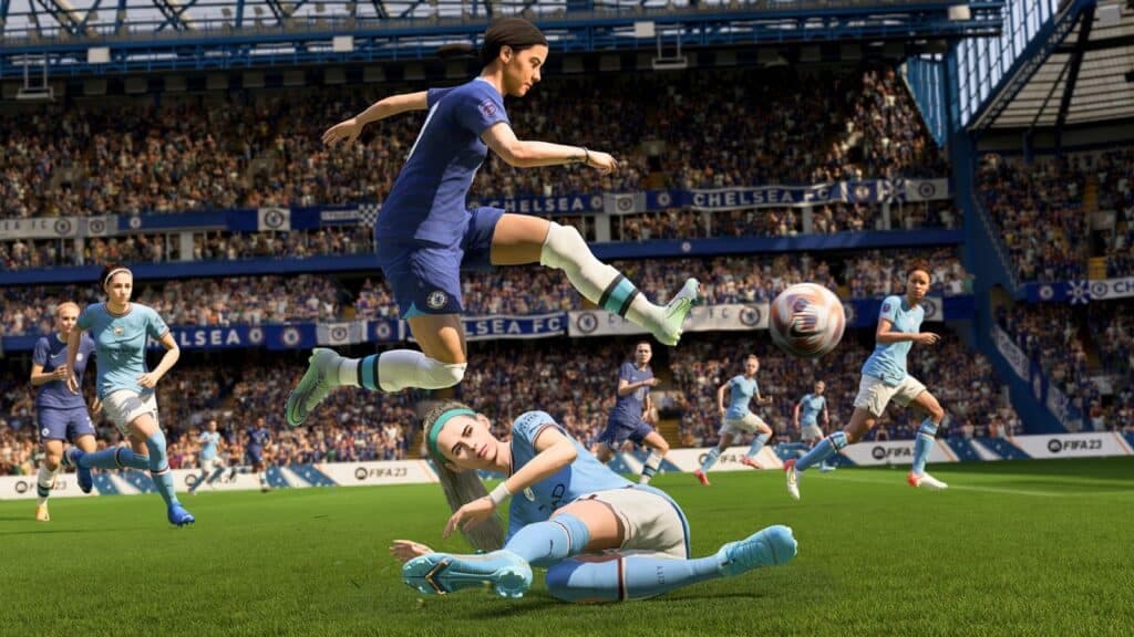 Manchester City Women vs Chelsea Women at Samford Bridge in FIFA 23