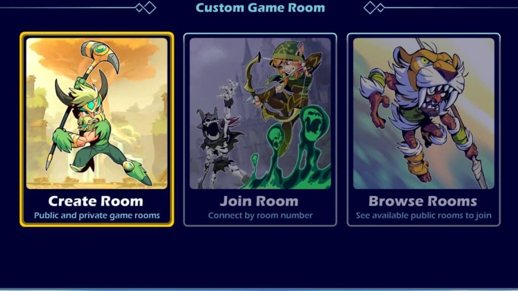 Brawlhalla custom game room menu