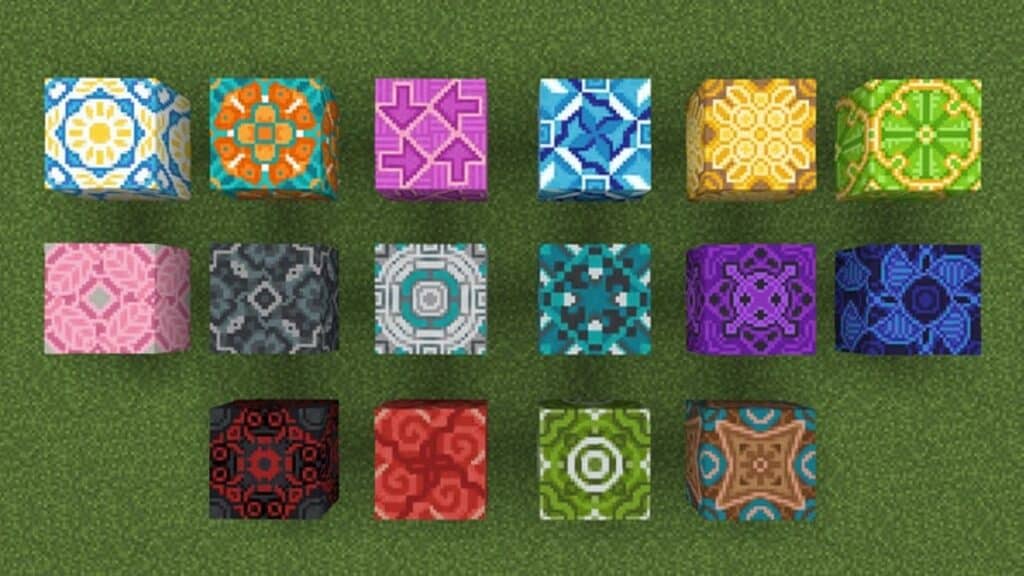 All 16 types of Glazed terracotta in Minecraft
