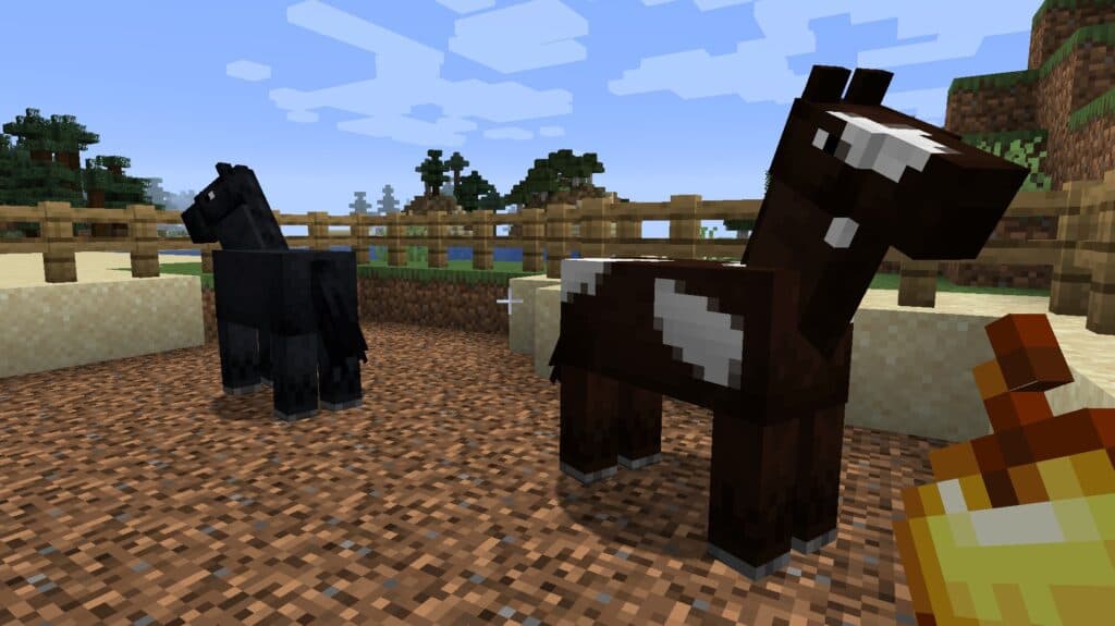 Two horses in Minecraft
