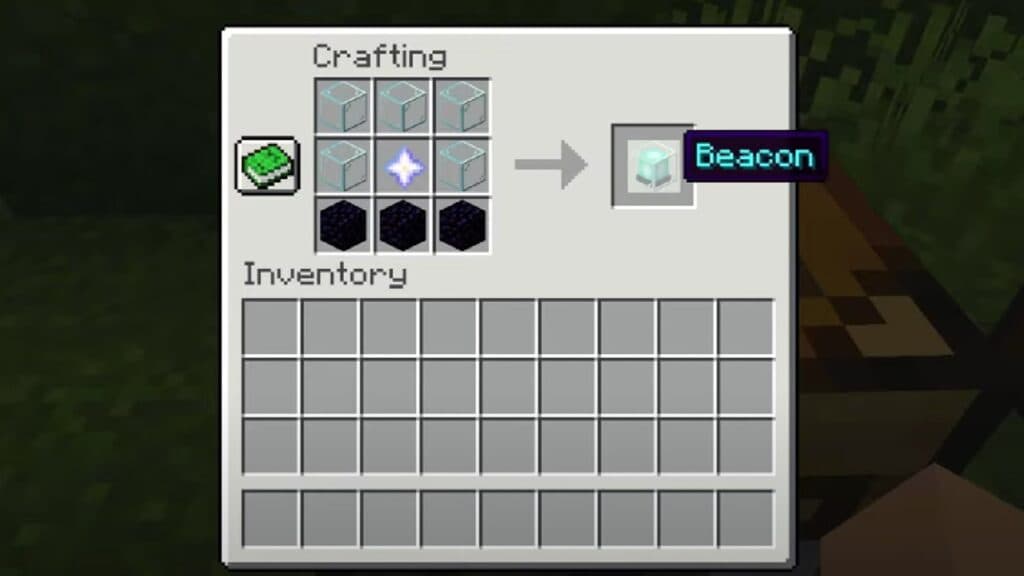 Crafting recipe to make beacon in Minecraft