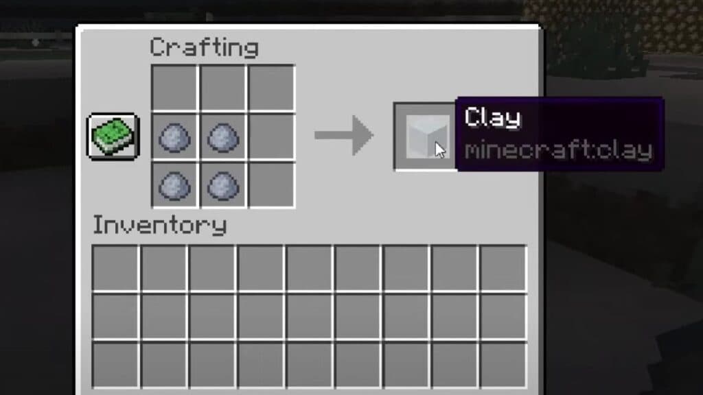 Crafting recipe to get clay blocks in Minecraft