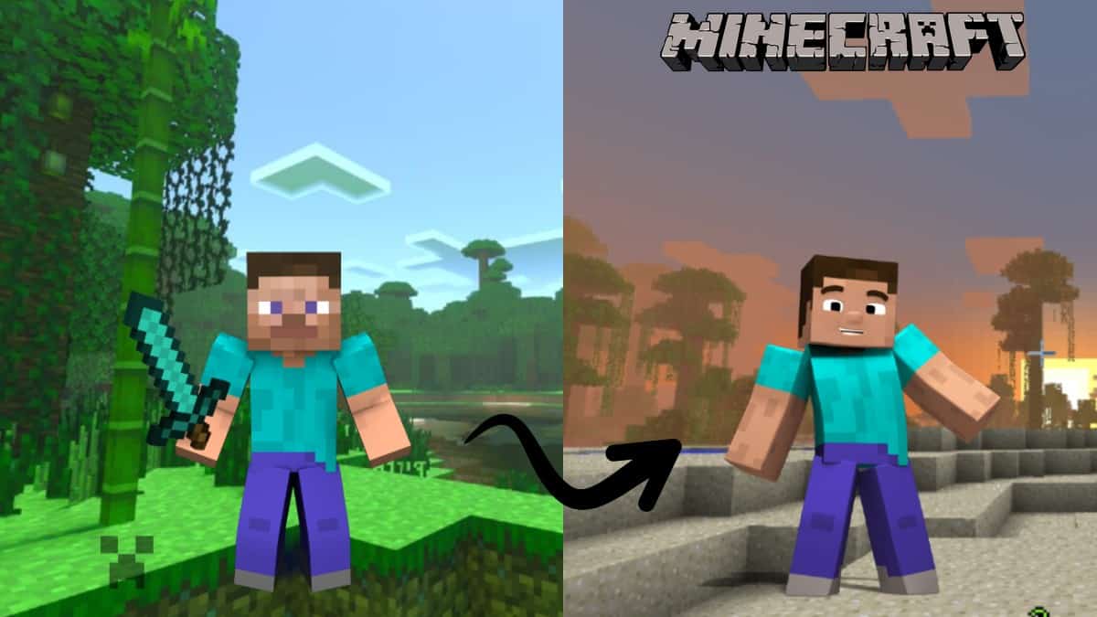 Minecraft character teleporting from jungle to desert