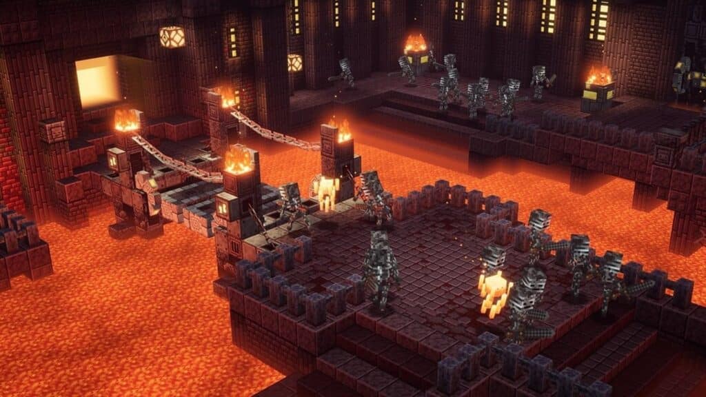 A Nether Fortress in Minecraft.