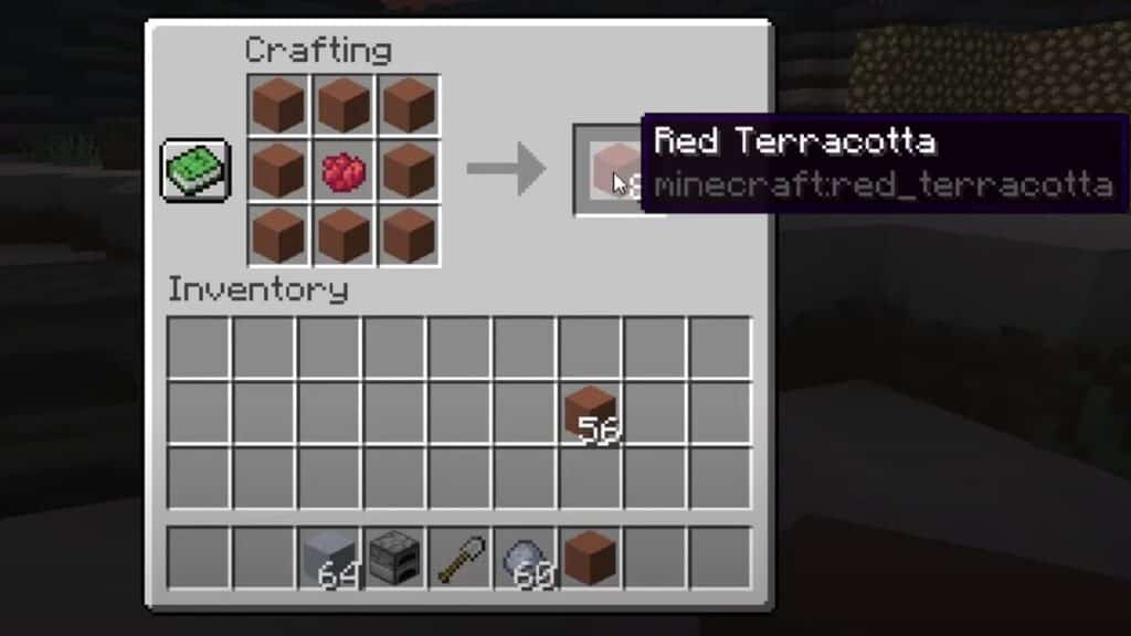 Crafting method to make red terracotta in Minecraft