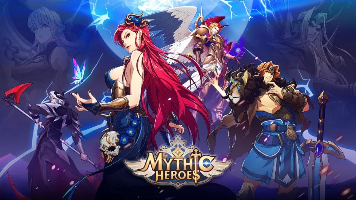 Mythic Heroes title screen featuring various characters.