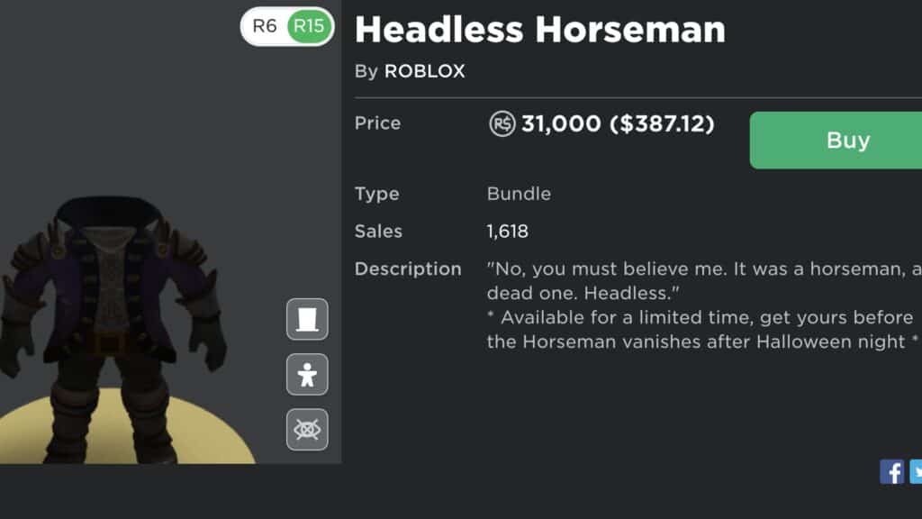 Headless Horseman Roblox price