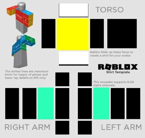 Roblox template with Yellow Cyan boxes