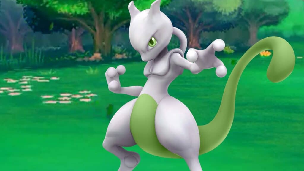shiny mewtwo in pokemon go striking a pose