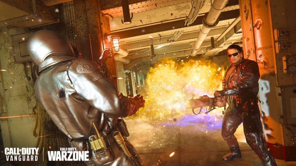Terminator using a flamethrower in Warzone Season 4 Reloaded