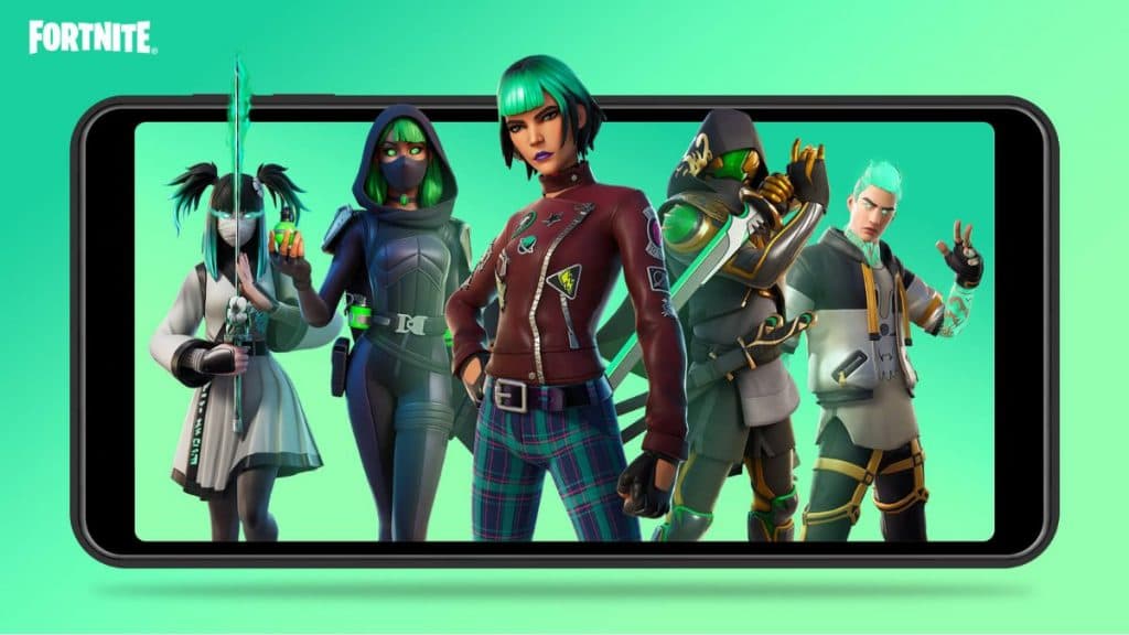 Fortnite characters on a mobile screen