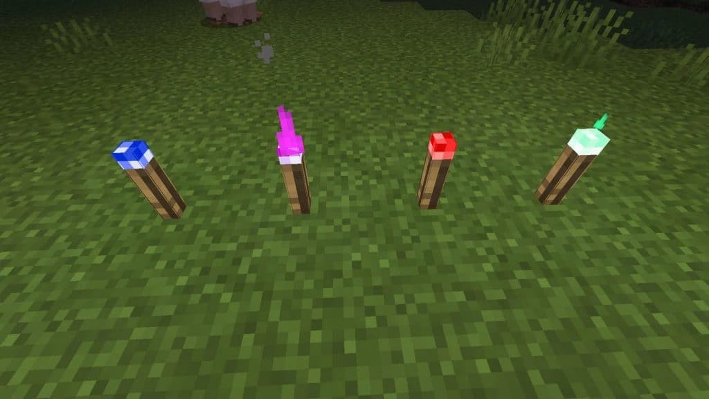 Colored torches in Minecraft.