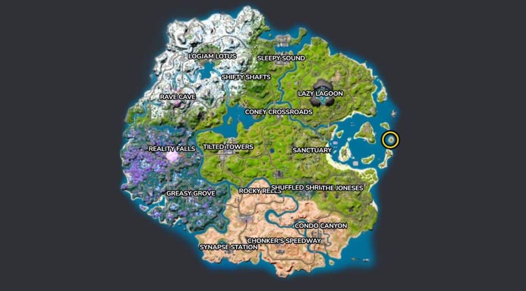 familiar training location in Fortnite map