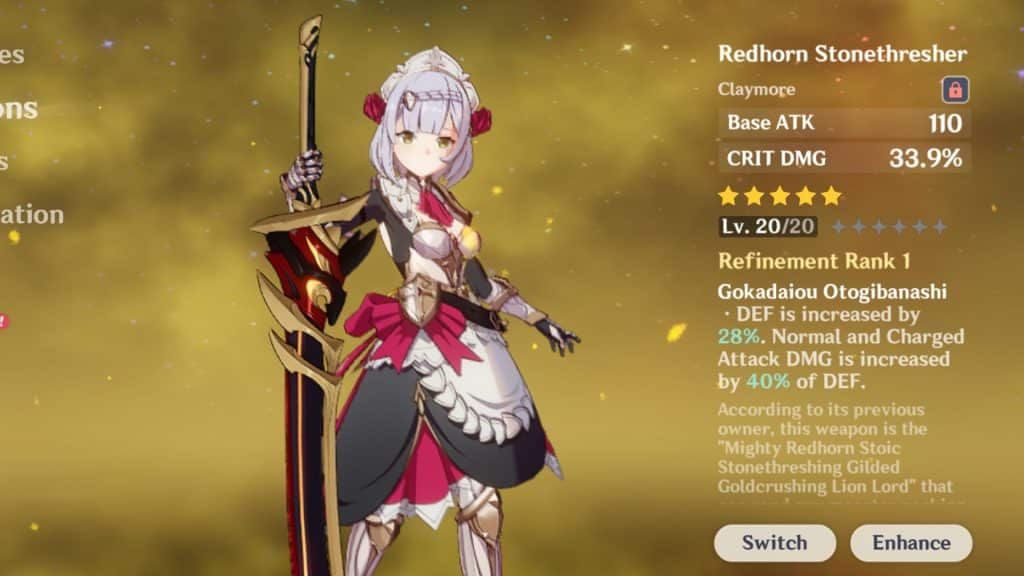 Noelle with the Redhorn Stonethresher in Genshin Impact