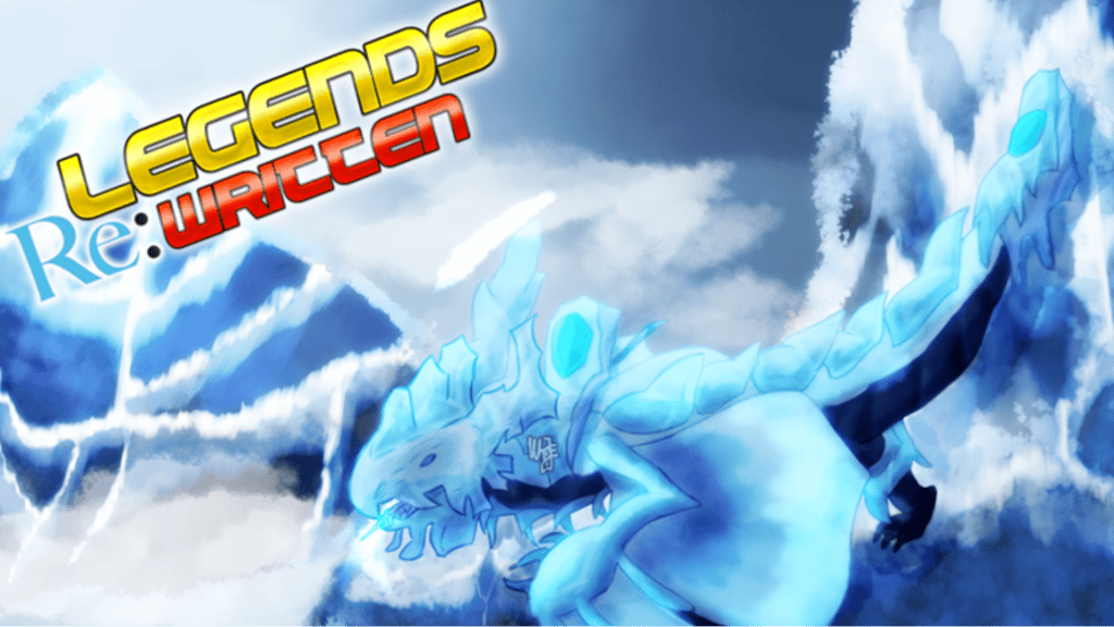Roblox Legends ReWritten promo art with a blue dragon