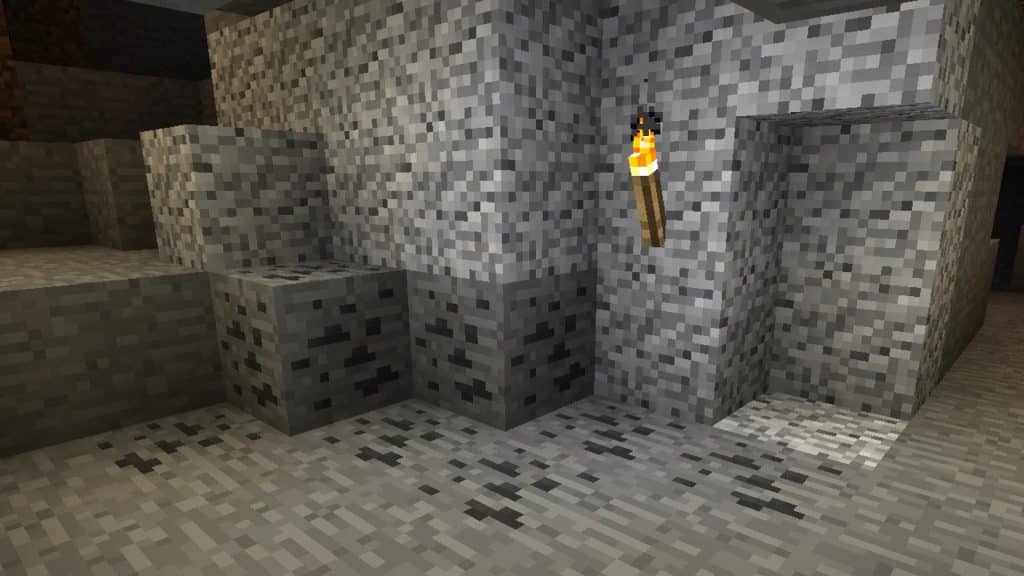 Coal ore underground in Minecraft
