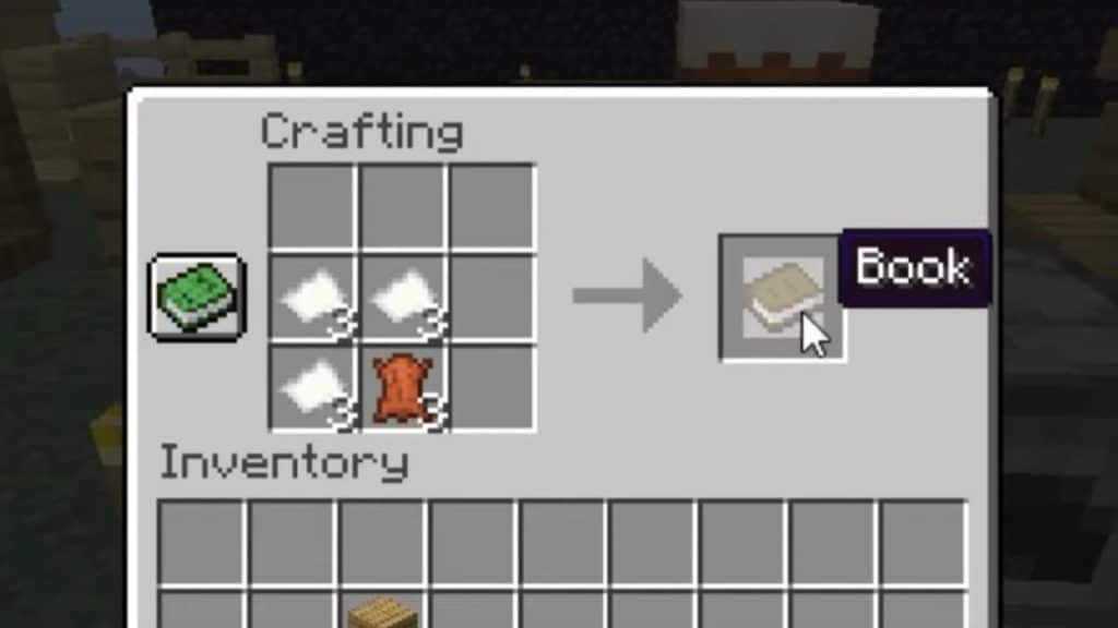 Crafting recipe for a book in Minecraft
